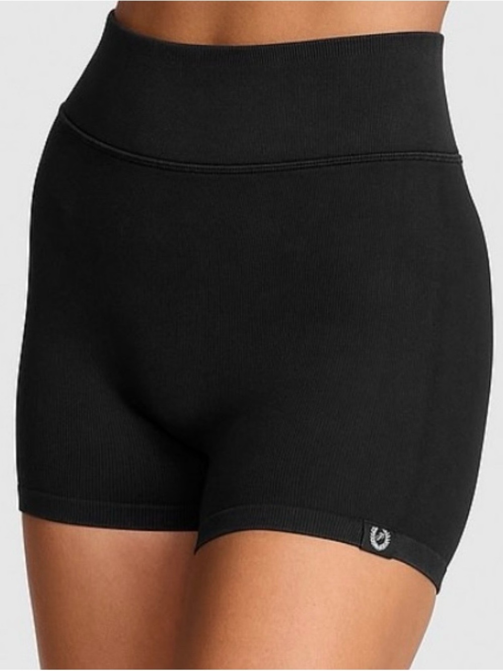 PINK Victoria's Secret Black High-Waist Ribbed Bike Shorts Medium New